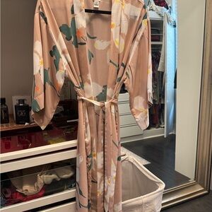 a new day Floral Kimono or robe in Cream and Green